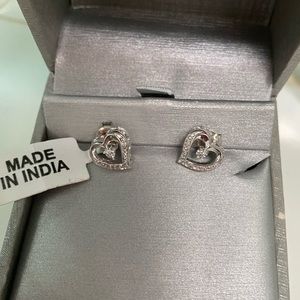 Zales Heart Diamond Sterling Silver Stud Earrings